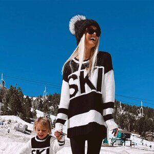 Show Me Your MuMu Black and White Cowl Neck Sweater